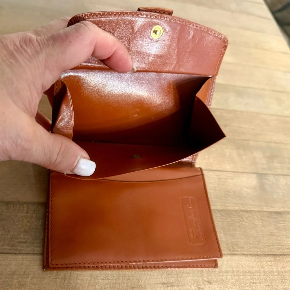 MCM Vintage Unisex Visetos Leather Compact Bifold Wallet in Cognac - Picture 7 of 12